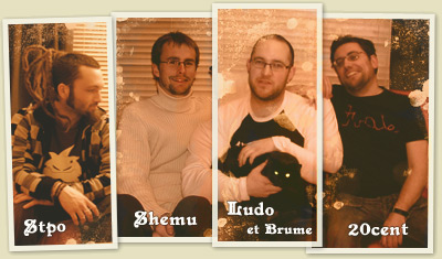Photographie de l’équipe : STPo, Shemu, Ludo et 20cent.