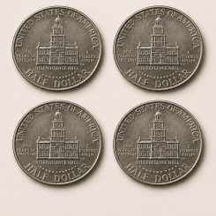 Lot de 4 pi&egrave;ces Demi-Dollar Kennedy Bicentennial 1976